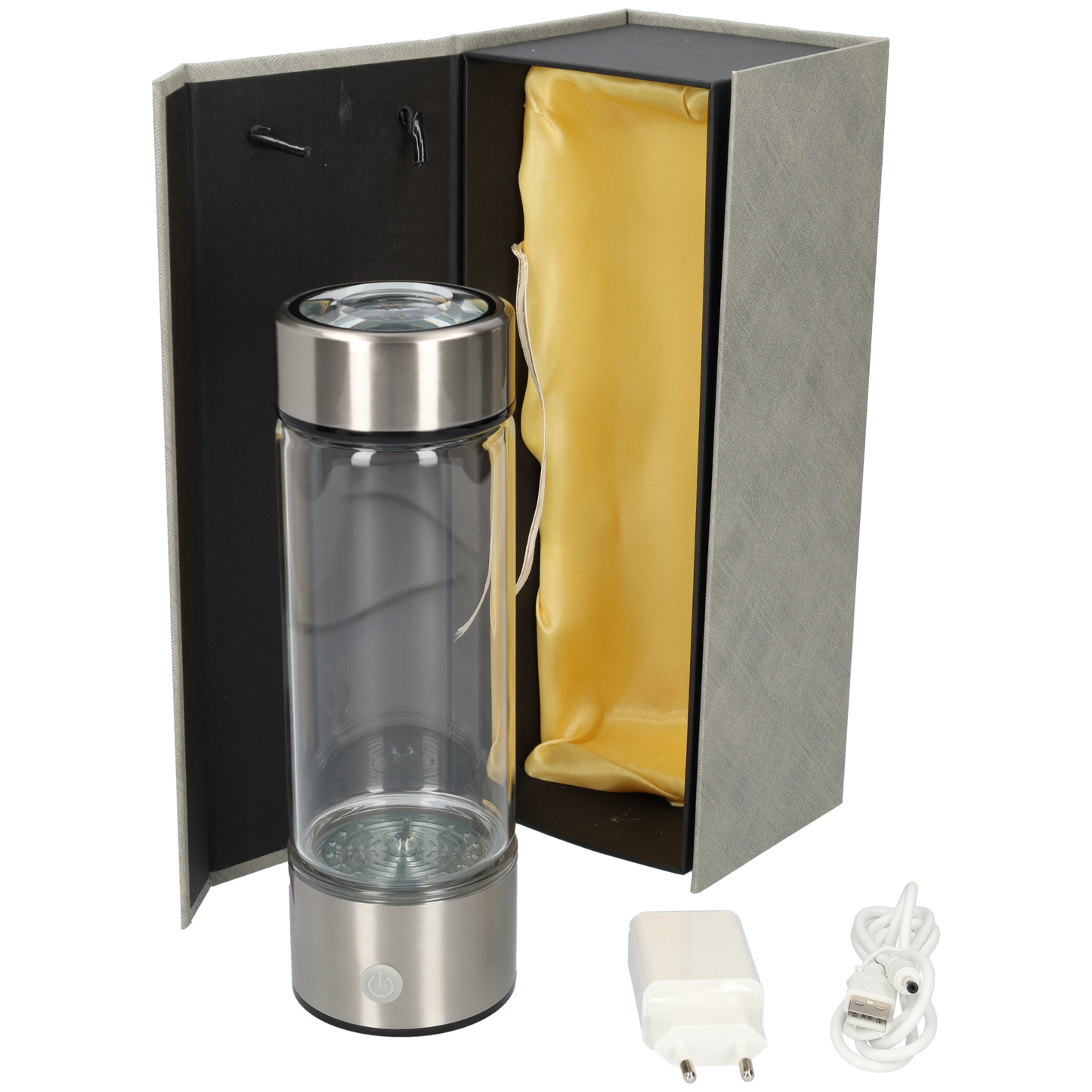 H2 Drinkfles - Hydrogen Generator Waterfles - Waterstof Generator - 500ml - Metallic Grey